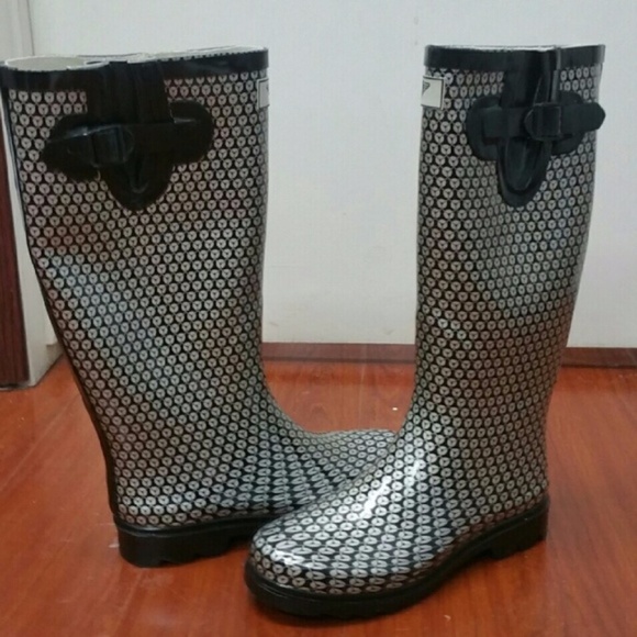 Women's Rain Boots, Tall Rubber Rainboots, RB-1504, Gray - Picture 5 of 5